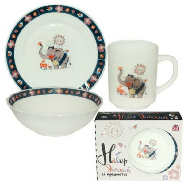 Set for children 3 items Elephant (plate-7, bowl-6, cup-230 ml) SNT Ukraine