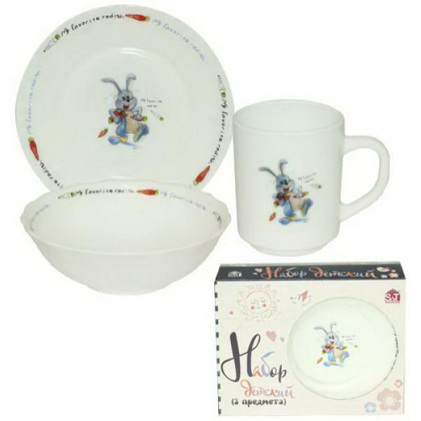 Children's set 3 items Hare (plate-7, bowl-6, cup-230 ml) SNT Ukraine