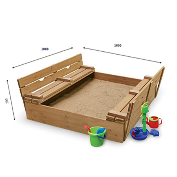 Children's sandbox with benches, back and cover 28 100x100 cm, SportBaby