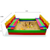 Children's sandbox 29 size 100x100 cm colored with benches and cover, SportBaby