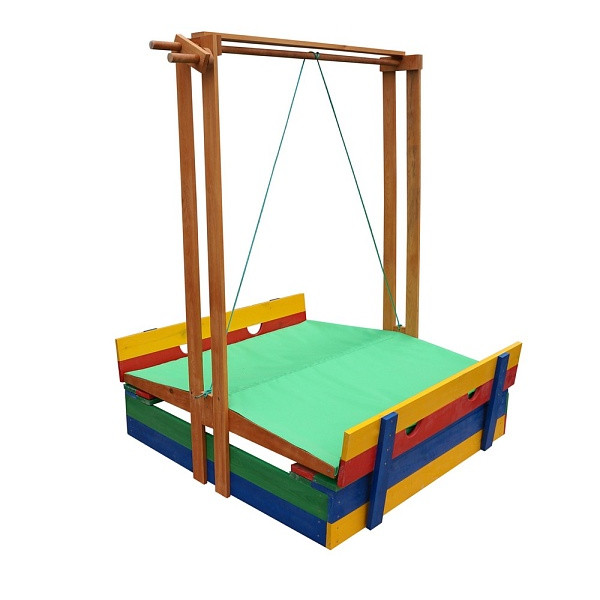 Sandbox wooden colored (roof, benches) SportBaby