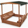 Sandbox made of wood with a roof and SportBaby benches