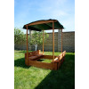 Sandbox made of wood with a roof and SportBaby benches