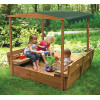 Sandbox made of wood with a roof and SportBaby benches