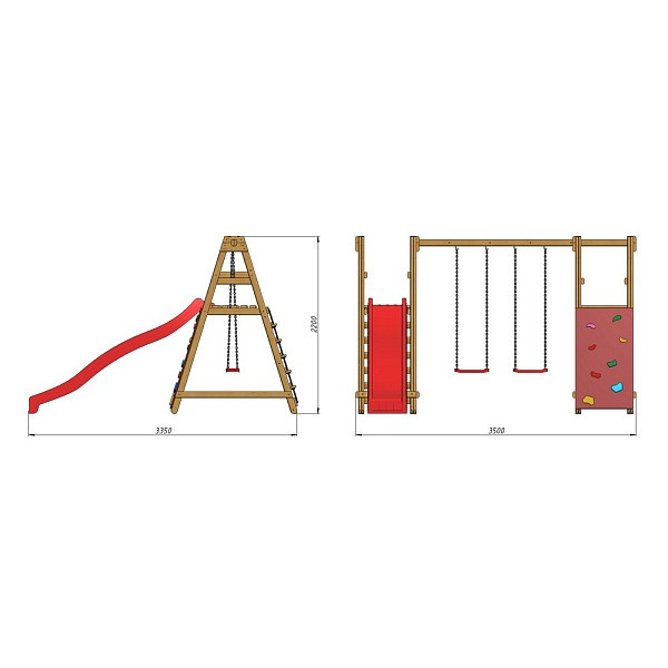 Children's playground, two swings, a slide of 3 meters SportBaby-5