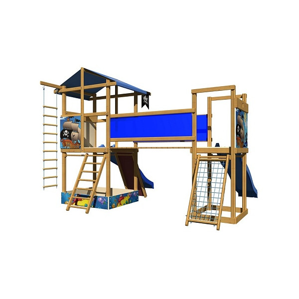 Children's playground with two slides and a gladiator net SportBaby-11