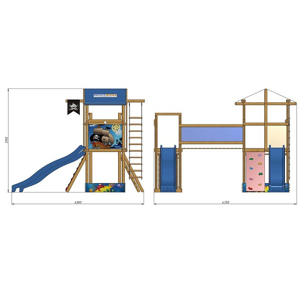 Children's playground with two slides and a gladiator net SportBaby-11