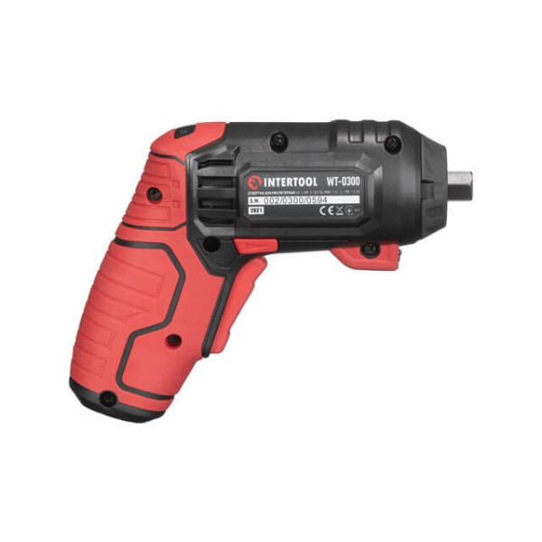 Cordless screwdriver, 4V, 5 Nm, lithium-ion, 1.5 Ah, 200 rpm, 4 nozzles + bits, case Intertool WT-0300
