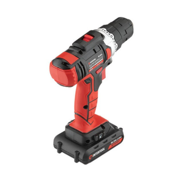 Cordless drill-screwdriver Li-Ion 18 V, 25 Nm, 0-400/0-1500 rpm, 2*2.0 Ah Intertool WT-0314