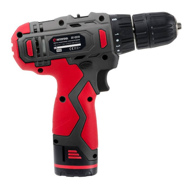 Cordless drill-screwdriver 12 V, 30 Nm, 0-350/0-1300 rpm, 0.8-10 mm, 1.5 Ah Intertool DT-0310