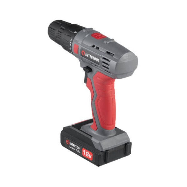 Cordless drill-screwdriver 18 V, 17 Nm, 0-700 rpm, 0.8-10 mm, Li-Ion, 1.5 Ah Intertool DT-0315