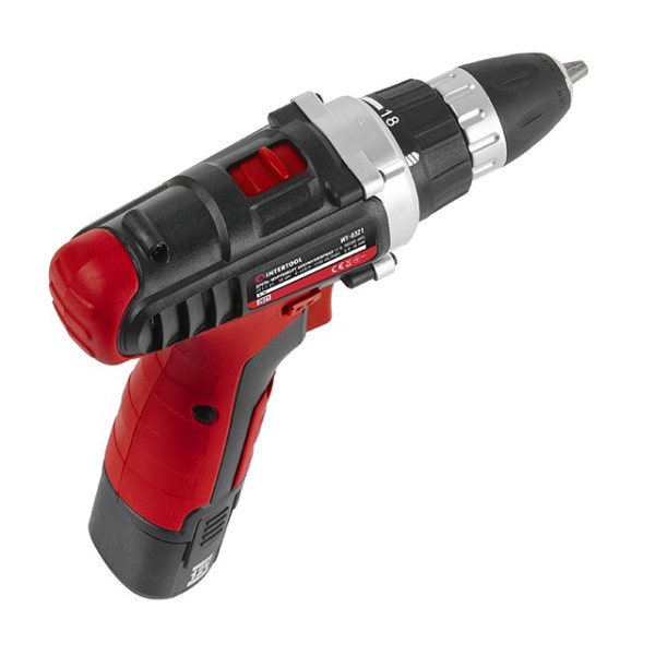 Cordless drill-screwdriver, Li-Ion 12V, 18Nm, 1.5 Ah, 2 speeds, 0-400/0-1500rpm, 2 batteries Intertool WT-0321