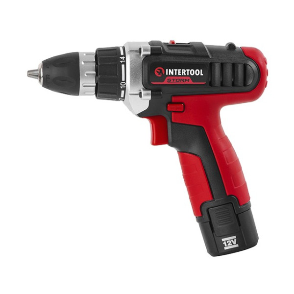 Cordless drill-screwdriver, Li-Ion 12V, 18Nm, 1.5 Ah, 2 speeds, 0-400/0-1500rpm, 2 batteries Intertool WT-0321