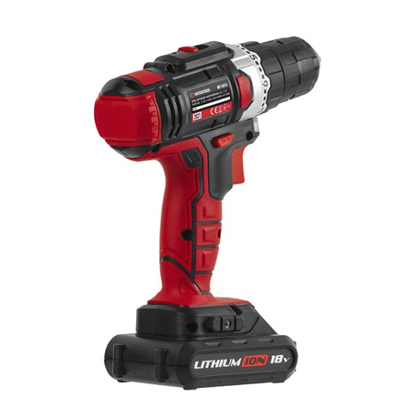 Li-Ion rechargeable drill-screwdriver 18 V, 25 Nm, 0-400/0-1500 rpm, 1.3 Ah Intertool WT-0313