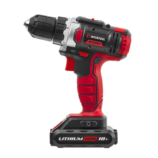 Li-Ion rechargeable drill-screwdriver 18 V, 25 Nm, 0-400/0-1500 rpm, 1.3 Ah Intertool WT-0313