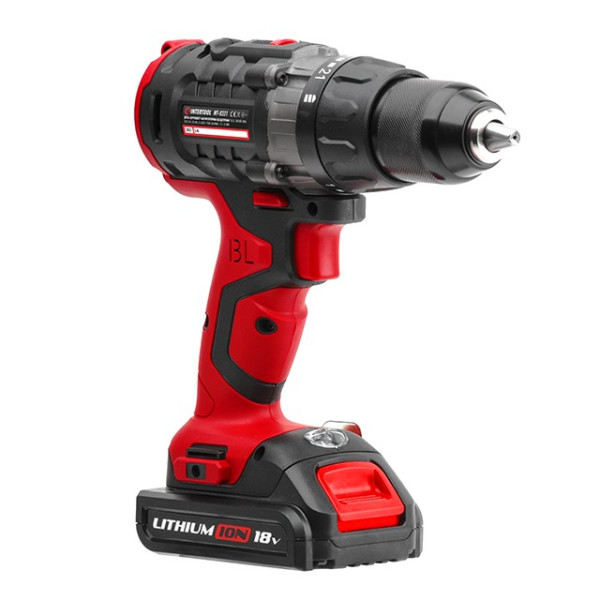 Cordless drill-screwdriver with a brushless motor 18 V, 50 Nm, 0-400/0-1500 rpm, 1.5-13 mm, Li-Ion, 2*2.0 Ah, ZP, case Intertool WT-0331