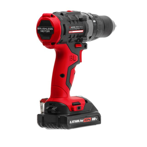 Cordless drill-screwdriver with a brushless motor 18 V, 50 Nm, 0-400/0-1500 rpm, 1.5-13 mm, Li-Ion, 2*2.0 Ah, ZP, case Intertool WT-0331