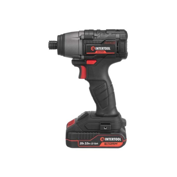 Impact screwdriver (screwdriver) cordless with a brushless motor 20 V, 200 Nm, 0-2900 rpm, 0-4000 rpm, 1/4, lithium-ion, 2.0 Ah, ZP 2A, case Intertool WT-0362