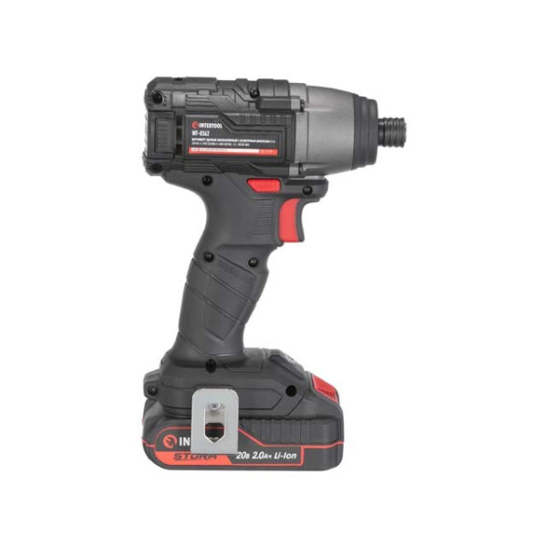 Impact screwdriver (screwdriver) cordless with a brushless motor 20 V, 200 Nm, 0-2900 rpm, 0-4000 rpm, 1/4, lithium-ion, 2.0 Ah, ZP 2A, case Intertool WT-0362