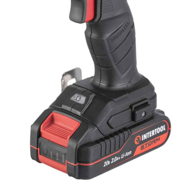 Impact screwdriver (screwdriver) cordless with a brushless motor 20 V, 200 Nm, 0-2900 rpm, 0-4000 rpm, 1/4, lithium-ion, 2.0 Ah, ZP 2A, case Intertool WT-0362
