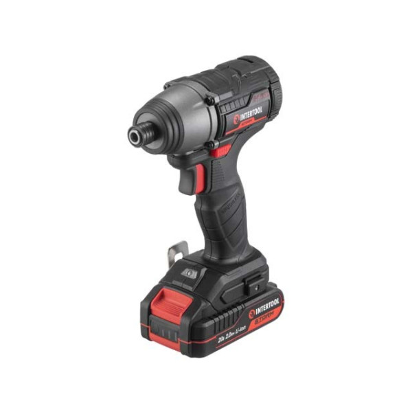 Impact screwdriver (screwdriver) cordless with a brushless motor 20 V, 200 Nm, 0-2900 rpm, 0-4000 rpm, 1/4, lithium-ion, 2.0 Ah, ZP 2A, case Intertool WT-0362