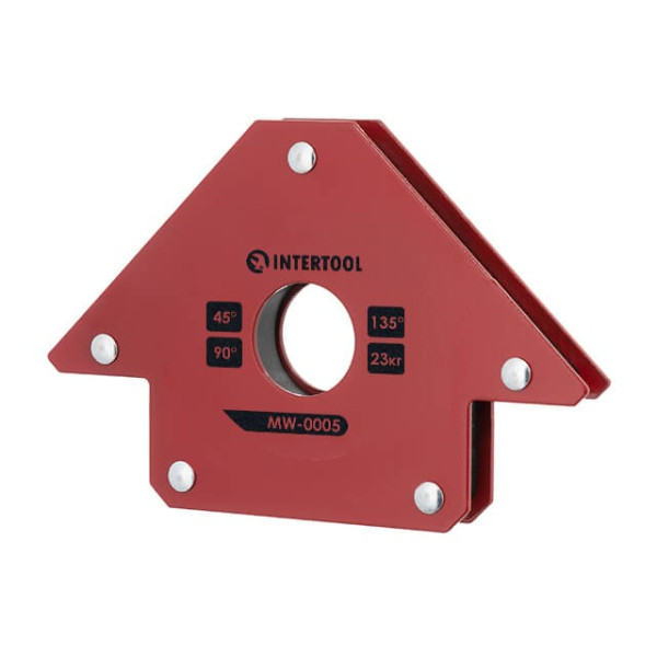 Держатель магнитный для сварки стрела, 45°, 90°, 135°, 23 кг, 90*100*17 мм. Intertool MW-0005