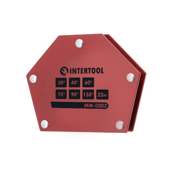 Magnetic holder for trapezoid welding, 30°, 45°, 60°, 75°, 90°, 135°, 22 kg, 115*90*17 mm Intertool MW-0002