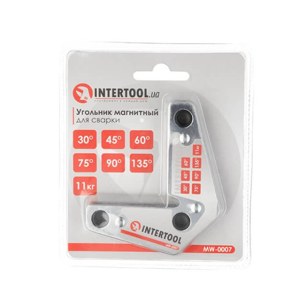 Magnetic angle for welding, 15°, 60°, 90°, 120°, 11 kg, 75*85 mm Intertool MW-0007