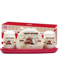 Набор для соли и перца с салфетницей на керамической подставке Happy Kitchen SNT Украина