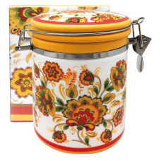 Ємність для сипучих продуктів 0,75 л Квітковий розпис (d-9,5 см, h-11) SNT Україна