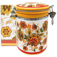 Емкость для сыпучих продуктов 1,2 л Цветочная роспись (d-10 см, h-16) SNT Украина