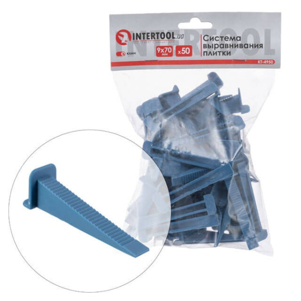 Tile leveling system, wedge 9*70 mm / 50 pcs Intertool KT-4950