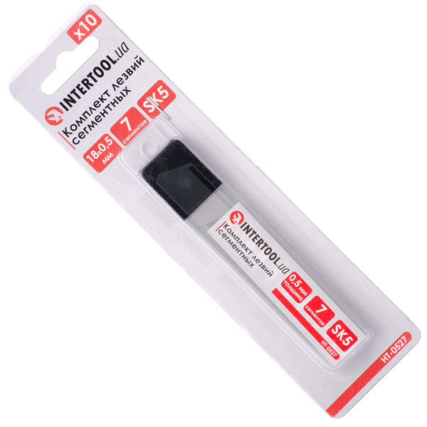 Set of segmented blades 18 mm, 7 segments, thickness 0.5 mm, steel SK5, 10 pcs/pack. Intertool HT-0527