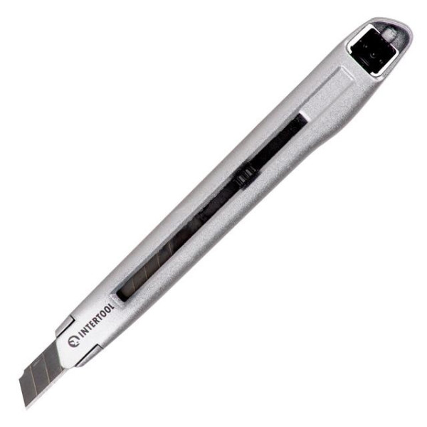 Metal reinforced knife, blade 9 mm, screw-fixing of the blade Intertool HT-0509