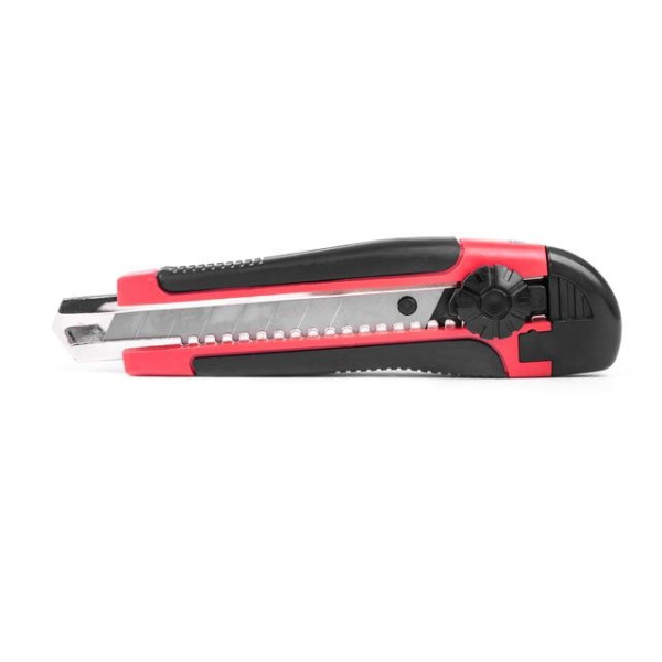 Knife with a metal guide under the blade 18 mm with a rubber handle Intertool HT-0503
