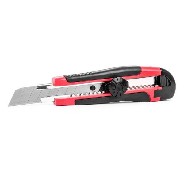 Knife with a metal guide under the blade 18 mm with a rubber handle Intertool HT-0503