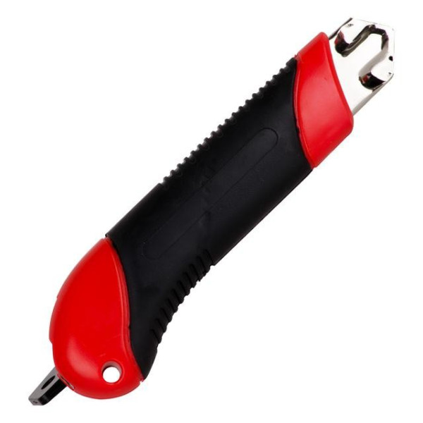 Knife with a metal guide under the blade 25 mm, rubberized handle Intertool HT-0526