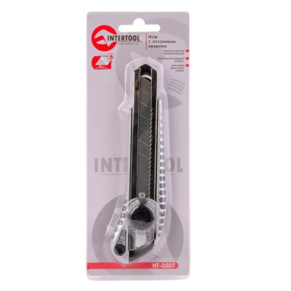 Knife with 18 mm snap-off blade, metal guide Intertool HT-0507