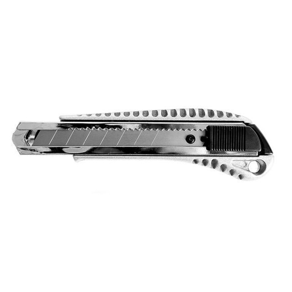 Knife with a snap-off blade 18 mm, with a metal guide, anti-slip case Intertool HT-0504