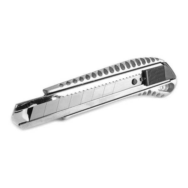 Knife with a snap-off blade 18 mm, with a metal guide, anti-slip case Intertool HT-0504