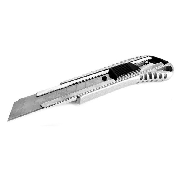 Knife with a snap-off blade 18 mm, with a metal guide, anti-slip case Intertool HT-0504