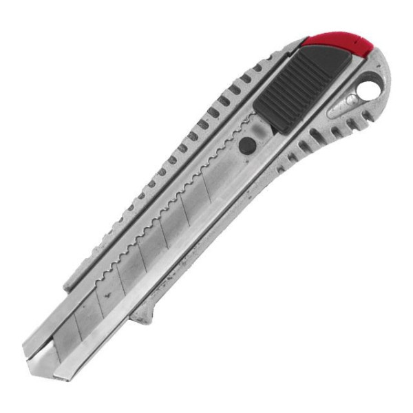 Knife with a snap-off blade 18 mm, with a metal guide, anti-slip case Intertool HT-0504
