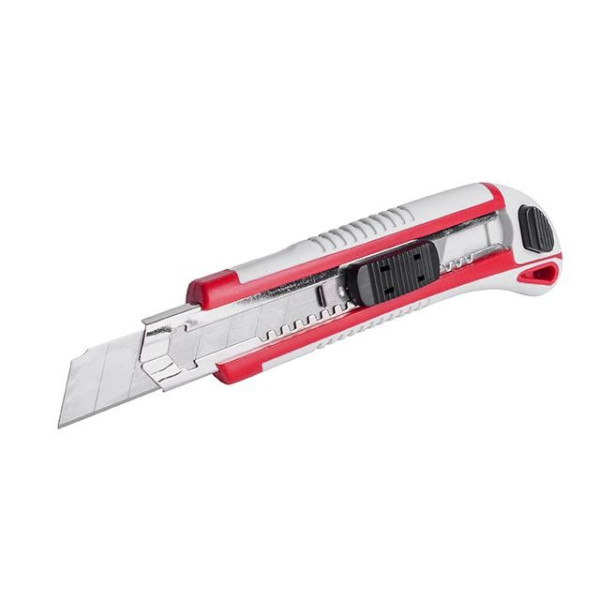 Knife with 3 snap-off blades 18 mm, metal guide, anti-slip case Intertool HT-0508