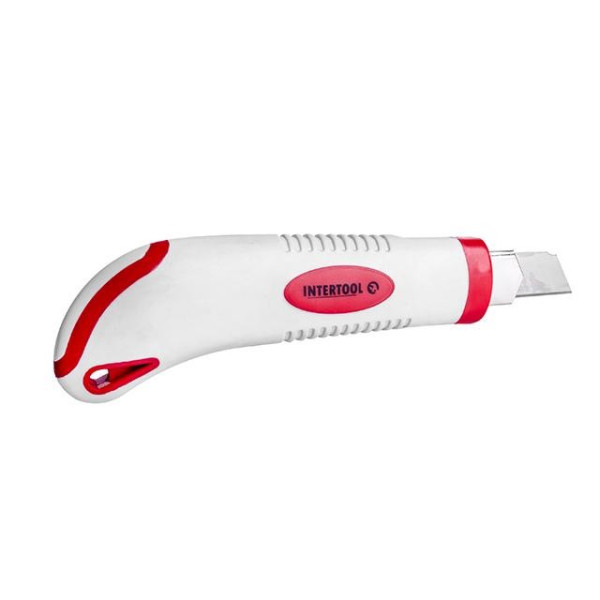 Knife with 3 snap-off blades 18 mm, metal guide, anti-slip case Intertool HT-0508