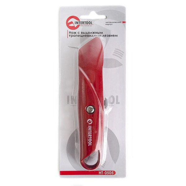 Knife with retractable trapezoidal blade 60*19 mm, metal body Intertool HT-0505
