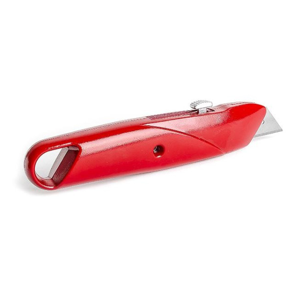 Knife with retractable trapezoidal blade 60*19 mm, metal body Intertool HT-0505