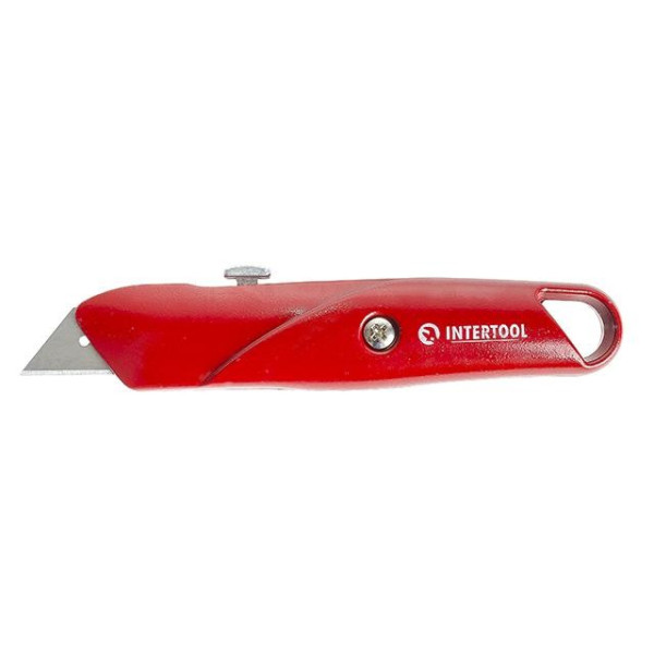 Knife with retractable trapezoidal blade 60*19 mm, metal body Intertool HT-0505