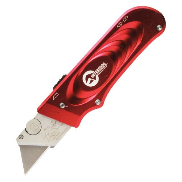 Knife with retractable trapezoidal blade 60*19 mm, metal body Intertool HT-0515