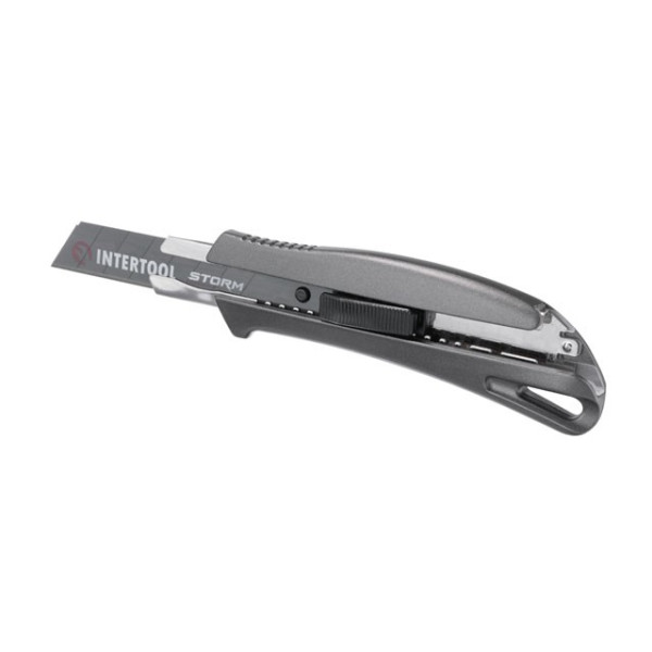 Segment knife 18 mm, aluminum handle, metal guide, STORM Intertool HT-0534