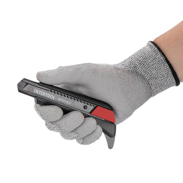 Segment knife for linoleum 18 mm, metal guide, STORM Intertool HT-0538